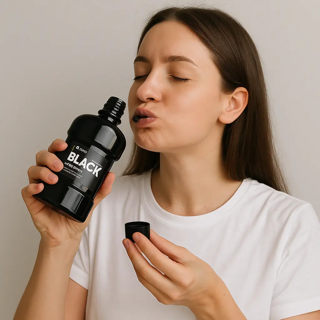 BAIN DE BOUCHE AU CHARBON ACTIF CONTRE TACHES SUPERFICIELLES DES DENTS - 80 ML AURA PHENIX