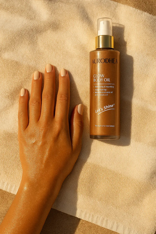 GLOW BODY OIL – HUILE SCINTILLANTE NOURRISSANTE & ILLUMINATRICE À L'AMANDE DOUCE ET COCO AURA PHENIX