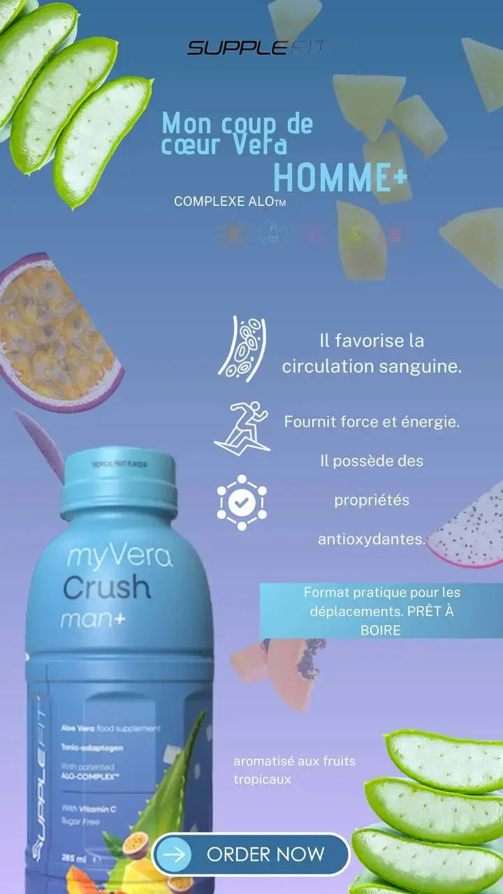 MYVERA CRUSH MAN + BOOST DE TESTOSTÉRONE, VITALITÉ & ÉNERGIE MASCULINE(6 / 12 BOUTEILLES) - AURA PHENIX