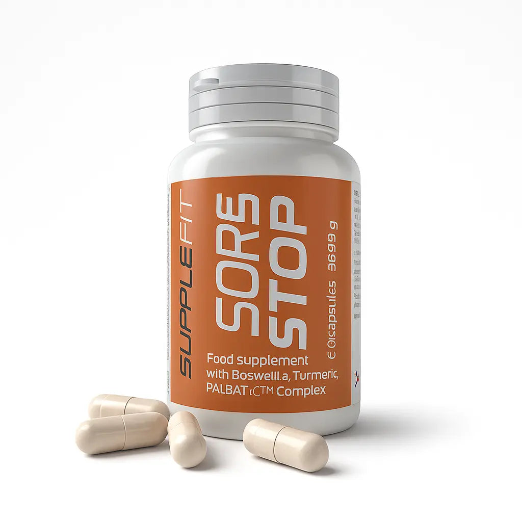 SORE STOP + – COMPLÉMENT ANTI-INFLAMMATOIRE, RÉDUCTION DE LA DOULEUR & MAINTIEN DE L'ÉNERGIE AURA PHENIX