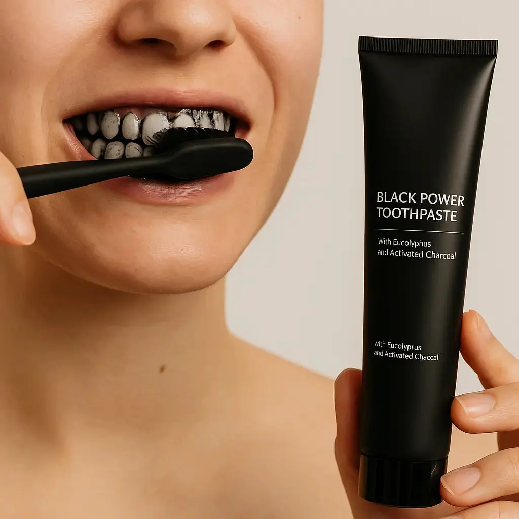 DENTIFRICE AU CHARBON AIDE POUR LE BLANCHIMENT DENTAIRE  AVEC BROSSE A DENTS A NANOTECHNOLOGIE AURA PHENIX